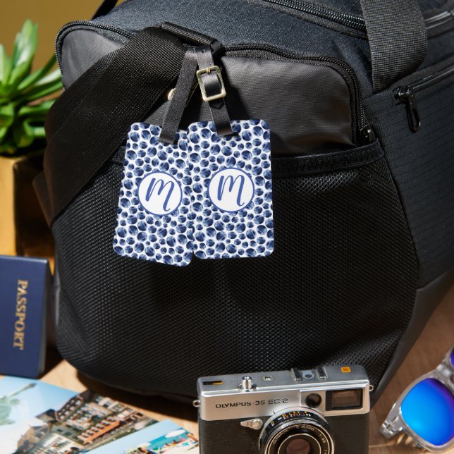 Blueberries Print Fruit Pattern Luggage Tag (Front & Back)