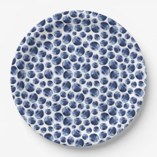 Blueberries Print Fruit Pattern Paper Plate