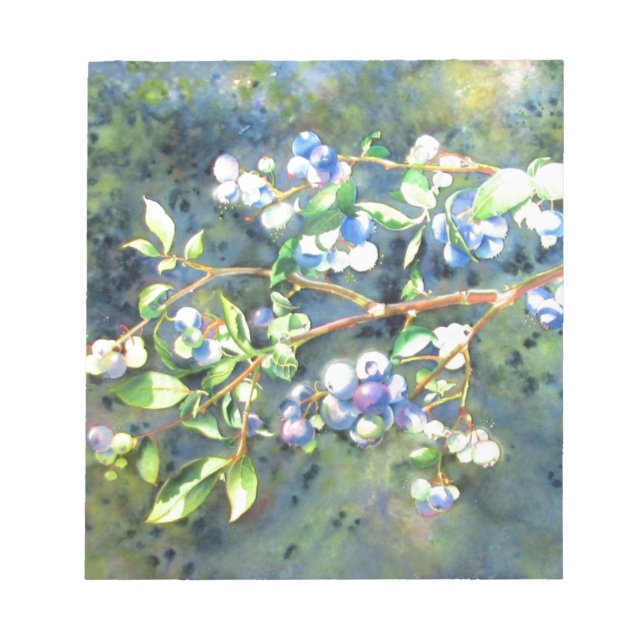 Blueberries, romantic fruit Watercolor painting Notepad (Front)