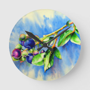 Blueberries Round Clock