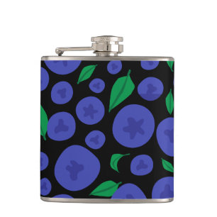 Blueberries Seamless Pattern Hip Flask