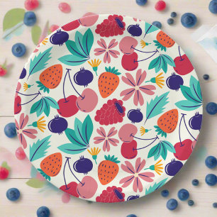 Blueberries Strawberries Berry sweet Birthday Paper Plate