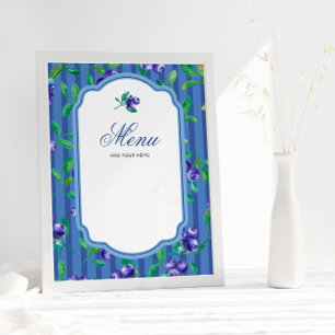 Blueberries Sweet Baby Shower Menu Poster
