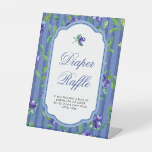 Blueberries Sweet Diaper Raffle Baby Shower Pedestal Sign