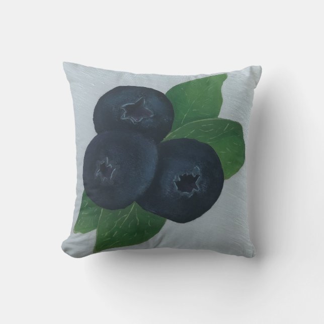 Blueberries Throw Pillow (Front)