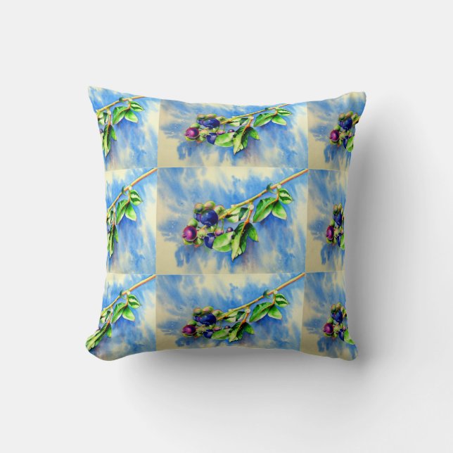 Blueberries Throw Pillow (Front)