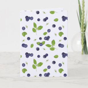 Blueberries Watercolor Blueberry Blossoms Foliage Card