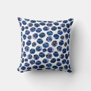 Blueberries: watercolor illustrated pattern. throw pillow