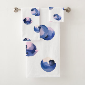 Blueberries Watercolor Pattern  Bath Towel Set