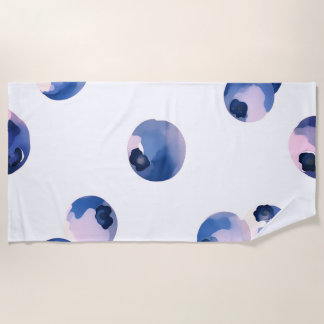 Blueberries Watercolor Pattern  Beach Towel