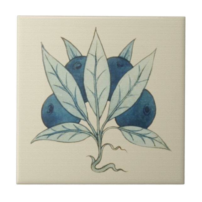 Blueberries William De Morgan Tile (Front)