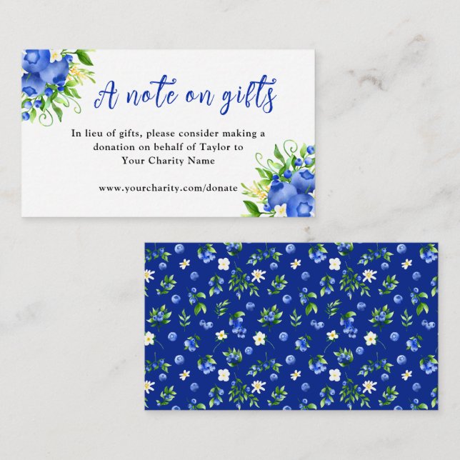 Blueberries with Foliage Birthday A Note On Gifts Enclosure Card (Front/Back)