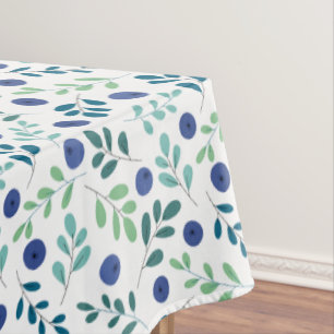 Blueberries with Green Leaves Pattern Tablecloth