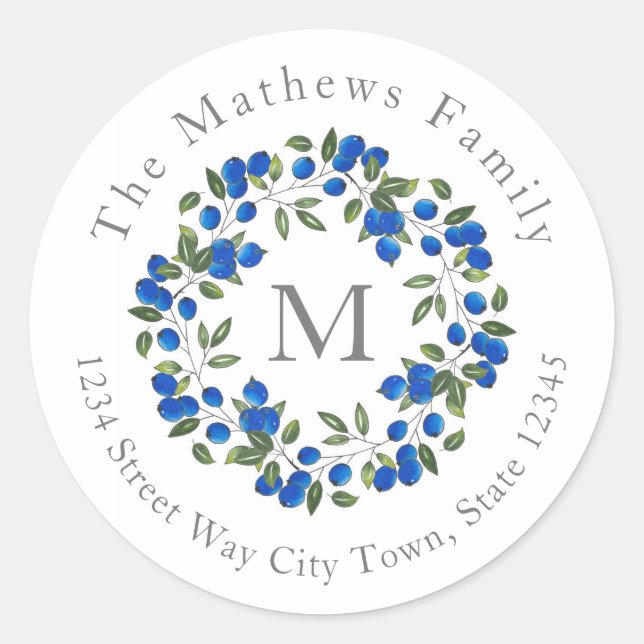Blueberries Wreath Labels (Front)