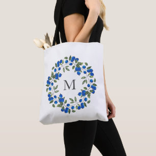 Blueberries Wreath Tote Bag