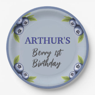 Blueberry 1st birthday baby boy first paper plate