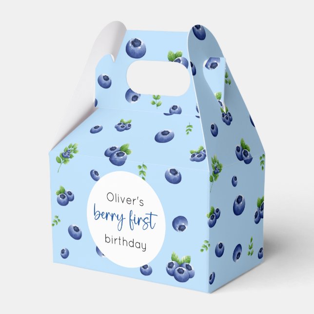 Blueberry 1st Birthday Berry First Favor Box (Front Side)