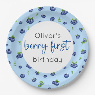 Blueberry 1st Birthday Berry First Paper Plate