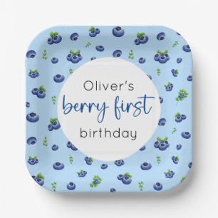Blueberry 1st Birthday Berry First Paper Plate