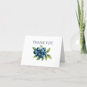 Blueberry 1st First Birthday Party Thank you  Card