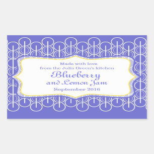 Blueberry and lemon jam blue food label sticker