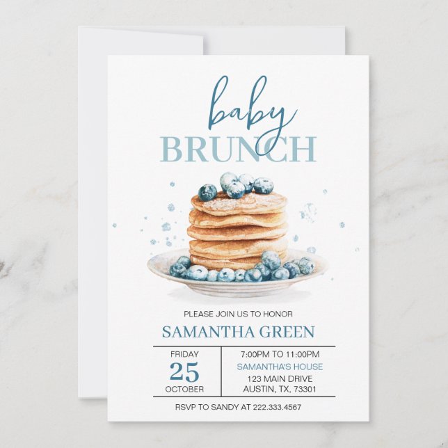 Blueberry Baby Brunch Baby Shower Invitation (Front)