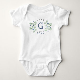 Blueberry Baby Monogram  Baby Bodysuit