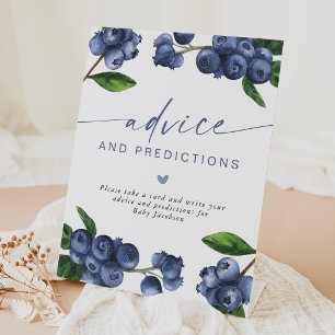 Blueberry Baby Shower Advice and Predictions Pedestal Sign