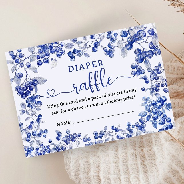 Blueberry Baby Shower Blue Diaper Raffle Enclosure Card (Creator Uploaded)