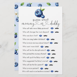 Blueberry Baby Shower  "Guess Who" Game