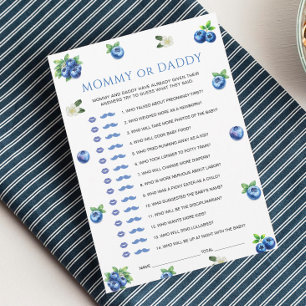 Blueberry Baby Shower Mommy or Daddy Game Card
