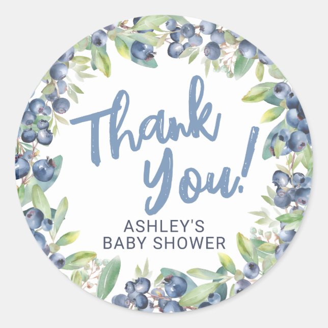 Blueberry Baby Shower Thank You Classic Round Sticker
