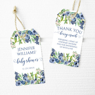 Blueberry baby shower thank you favour gift tags