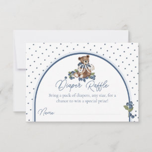 Blueberry Bear Baby Boy Shower Diaper Raffle Invitation