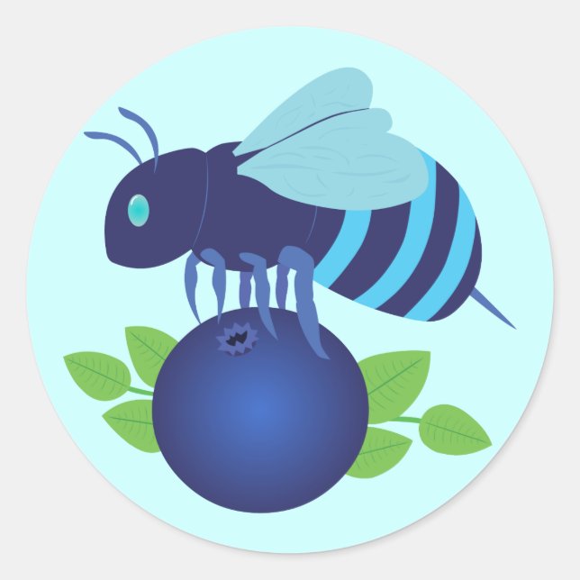 Blueberry Bee Classic Round Sticker (Front)