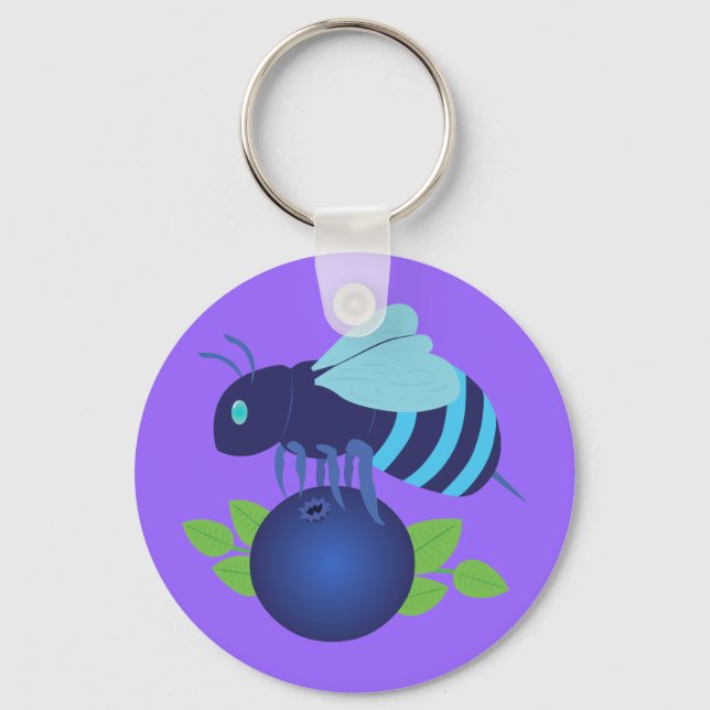 Blueberry Bee Keychain (Front)
