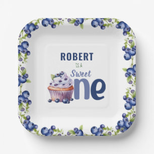 Blueberry Berry First 1st Birthday Paper Plate