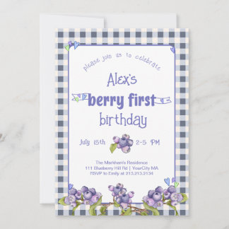 Blueberry Berry First Birthday Invitation