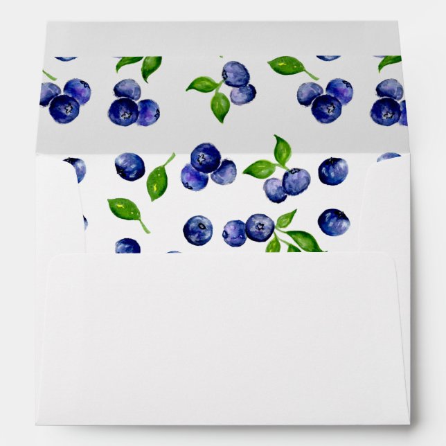 Blueberry Berry First Birthday Watercolor Cute  Envelope (Back (Bottom))