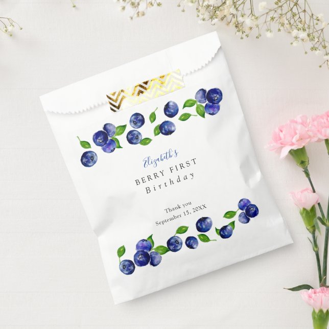 Blueberry Berry First Birthday Watercolor Cute  Favour Bag (Sealed)
