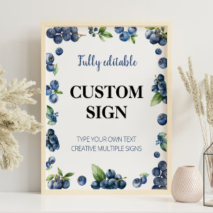 Blueberry Berry Sweet 1st Birthday Custom Sign