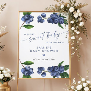 Blueberry Berry Sweet Baby Baby Shower Welcome Poster