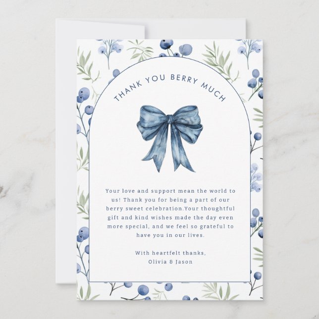 Blueberry Berry Sweet Baby Shower Thank You  Invitation (Front)