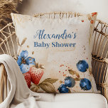 Blueberry Berry sweet baby shower Throw Pillow<br><div class="desc">Add a pop of sweetness to your nursery or baby shower decor with our Blueberry Berry Sweet Throw Pillow. Featuring a charming blueberry design on a soft, plush fabric, this pillow is both adorable and cozy. Whether placed on a rocking chair, sofa, or bed, this pillow adds a playful touch...</div>