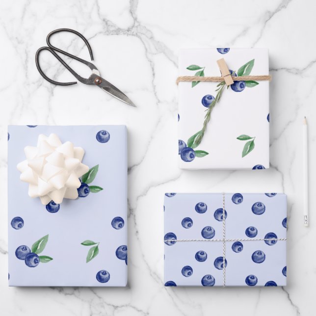 Blueberry berry sweet birthday  wrapping paper sheet (Front)