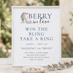 Blueberry Berry Win The Bling Bridal Shower Game Poster