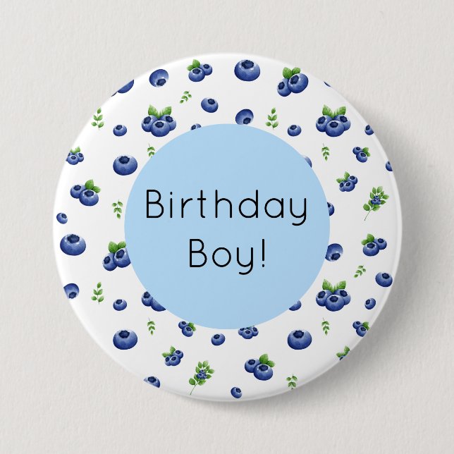 Blueberry Birthday 3 Inch Round Button (Front)