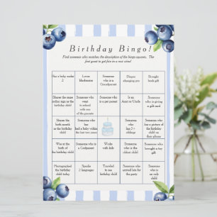 Blueberry  Birthday Find Guest Bingo game card