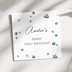 Blueberry Birthday Party Berry Sweet Watercolor Napkin