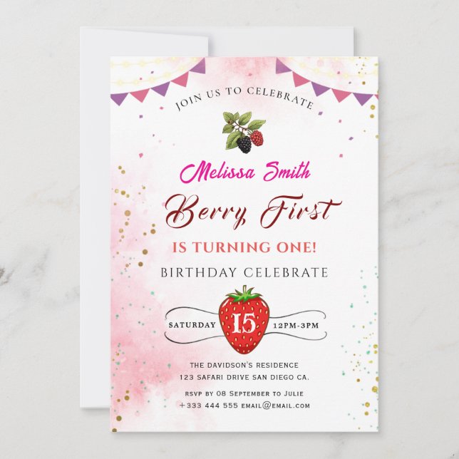 Blueberry Birthday Party Invitation (Front)
